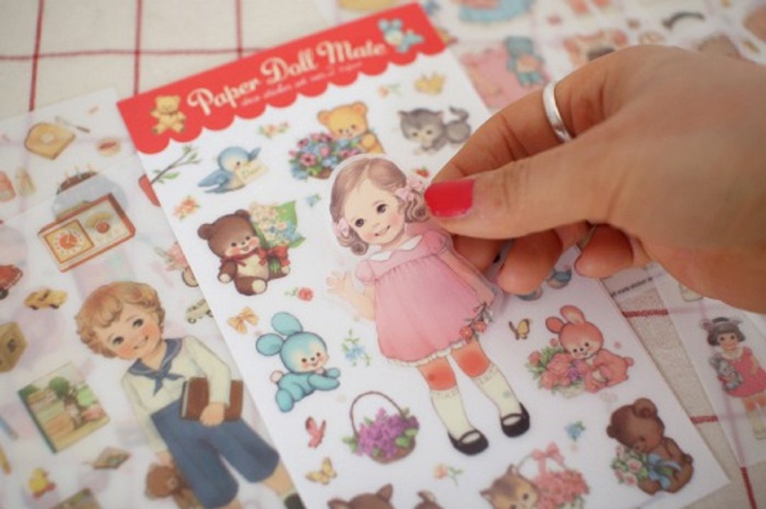 韩国【Afrocat】paper doll mate sticker 2  Julie（透明底）手帐 贴纸6张 生活 心情 进口 - 贴纸 - 纸 多色