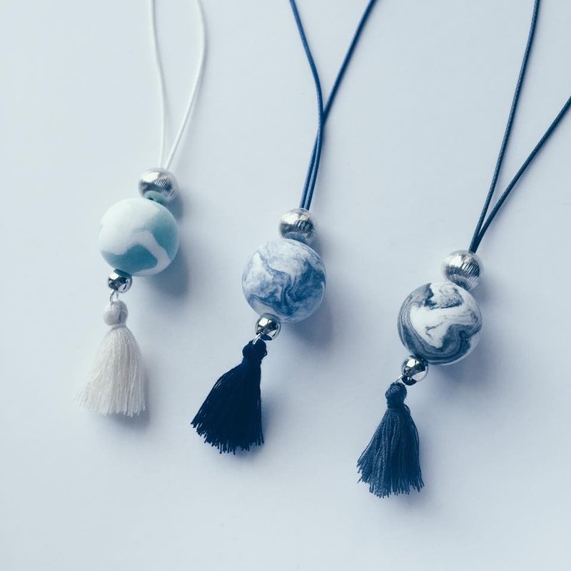 四色流苏轻黏土长颈链●Ink Style Necklace - 项链 - 粘土 多色