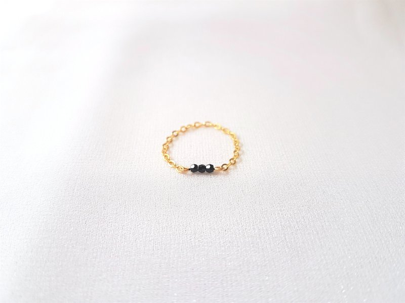 小黑芝麻 水晶 链戒 - 戒指 - 水晶 黑色
