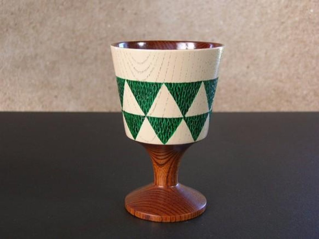 高脚杯　鱼鳞纹　绿色 - 茶具/茶杯 - 木头 绿色