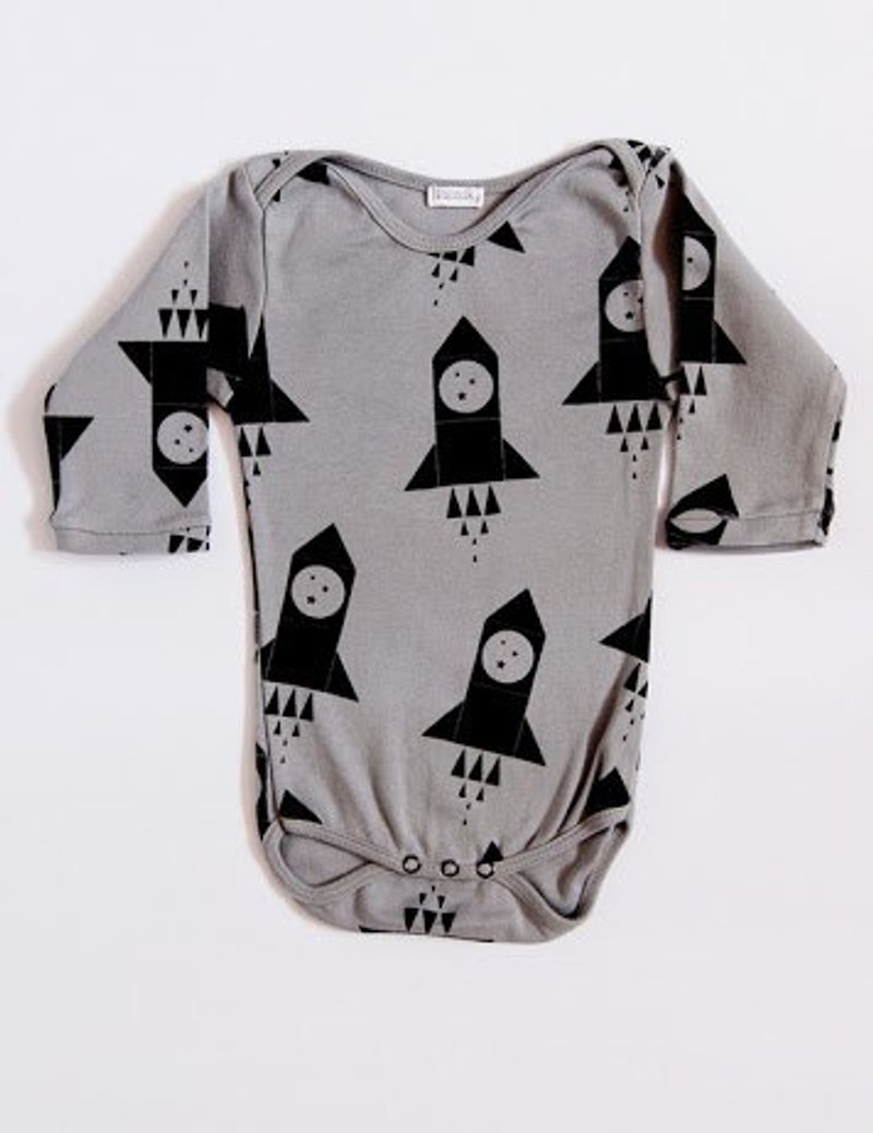 灰色满版火箭宝宝连身衣 - 其他 - 棉．麻 灰色