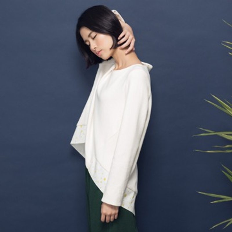 白雪霭霭造型拼接上衣-白 - 女装上衣 - 其他材质 白色