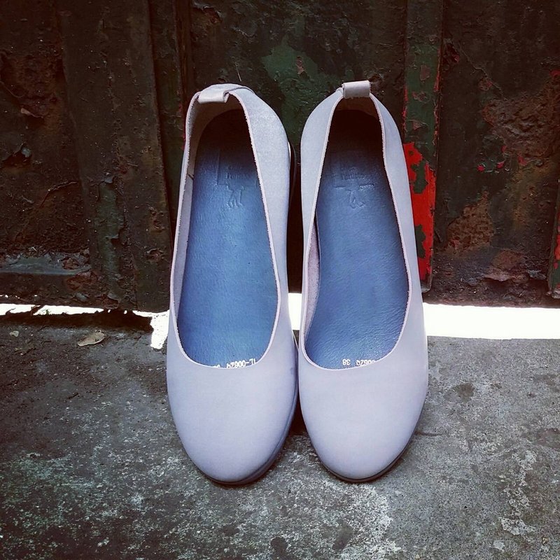 画儿#956 ||像双袜子静静包覆双足存在感近于零的简约平底便鞋 偷偷内增高2厘米 自然芋灰|| - 女款牛津鞋/乐福鞋 - 真皮 绿色