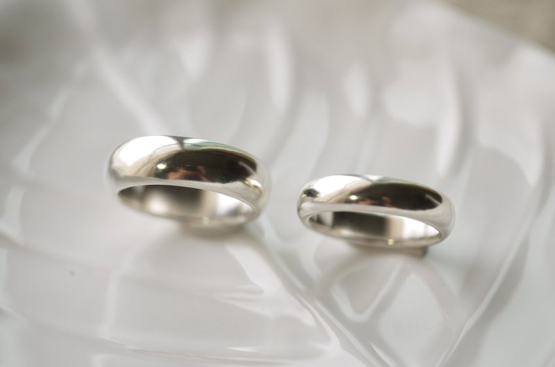 单支-刻字不限字数-925纯银【经典素面刻字圆戒】简单的幸福 - 戒指 - 纯银 银色