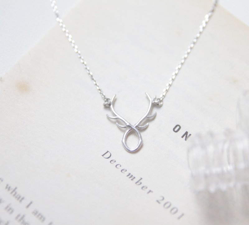 银色 麋鹿细项链 ◊ 雾银  ◊ 鹿角先生 - 项链 - 其他金属 灰色