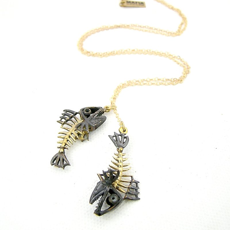 Zodiac pendant Fish bones is for Pisces - 项链 - 其他金属 