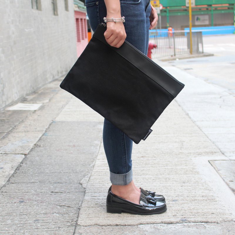 过蜡帆布皮革: 手提包(大) - 手提包/手提袋 - 其他材质 黑色