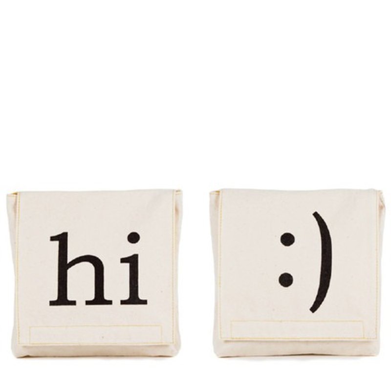 化妆包/收纳包 fluf 有机棉小物袋(一组两入)--Hi - 化妆包/杂物包 - 棉．麻 白色