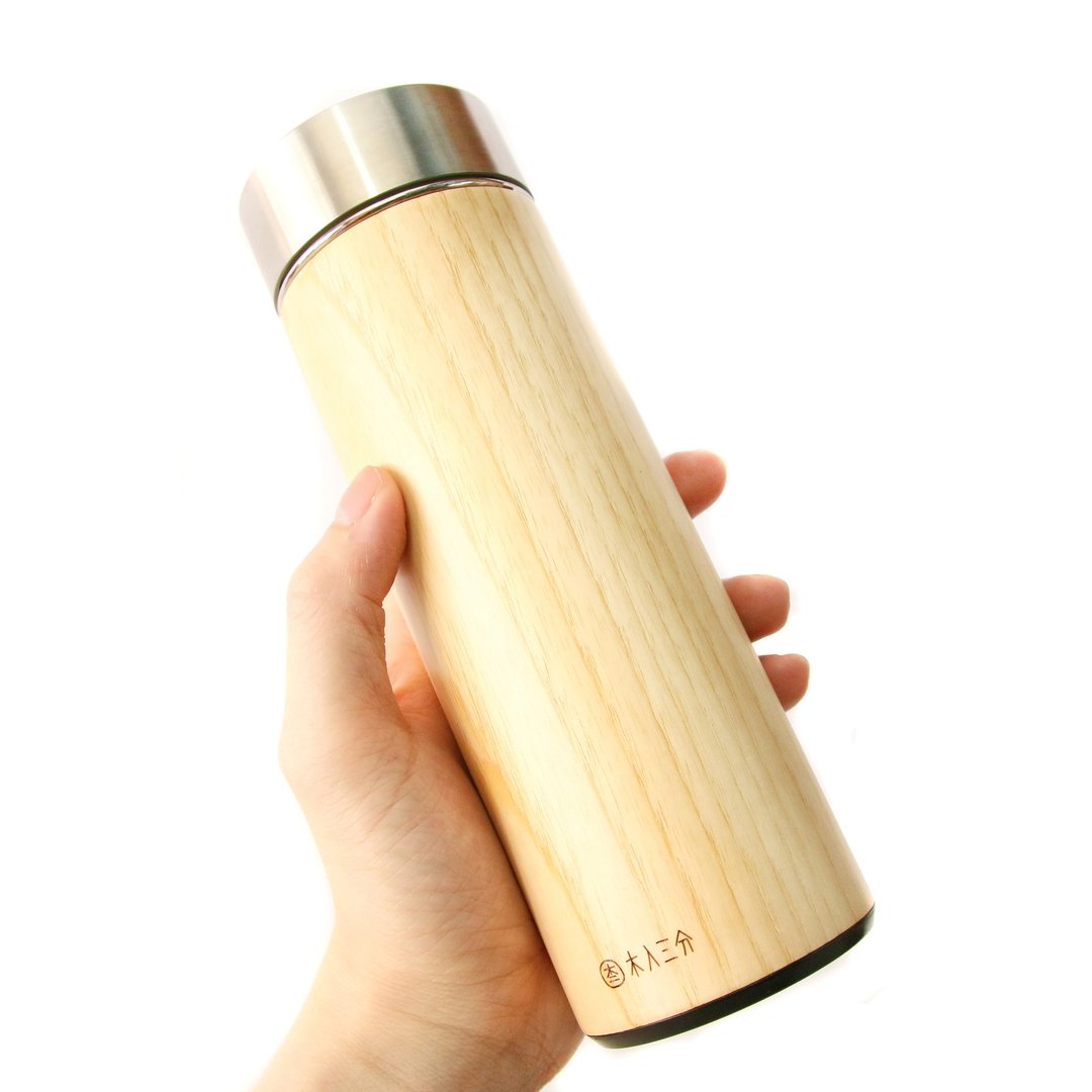 汋饮保温瓶。栓木  330ML       保温、保冷12H - 水瓶/水壶 - 木头 金色