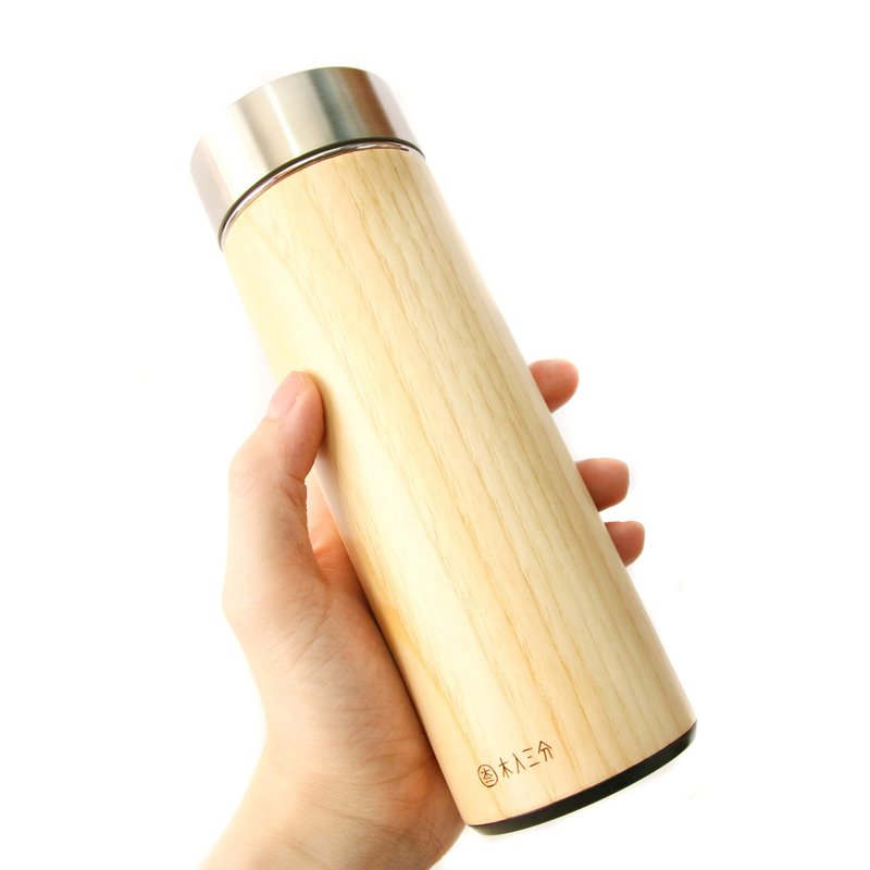 汋饮保温瓶。栓木  330ML       保温、保冷12H - 水瓶/水壶 - 木头 金色