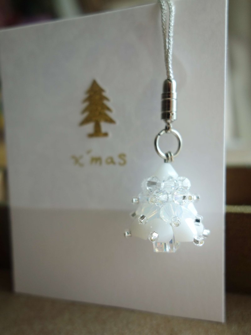 ~米+熊~ 圣诞树 Christmas tree 吊饰/钥匙圈 swarovski (雪白银) - 钥匙链/钥匙包 - 其他材质 白色