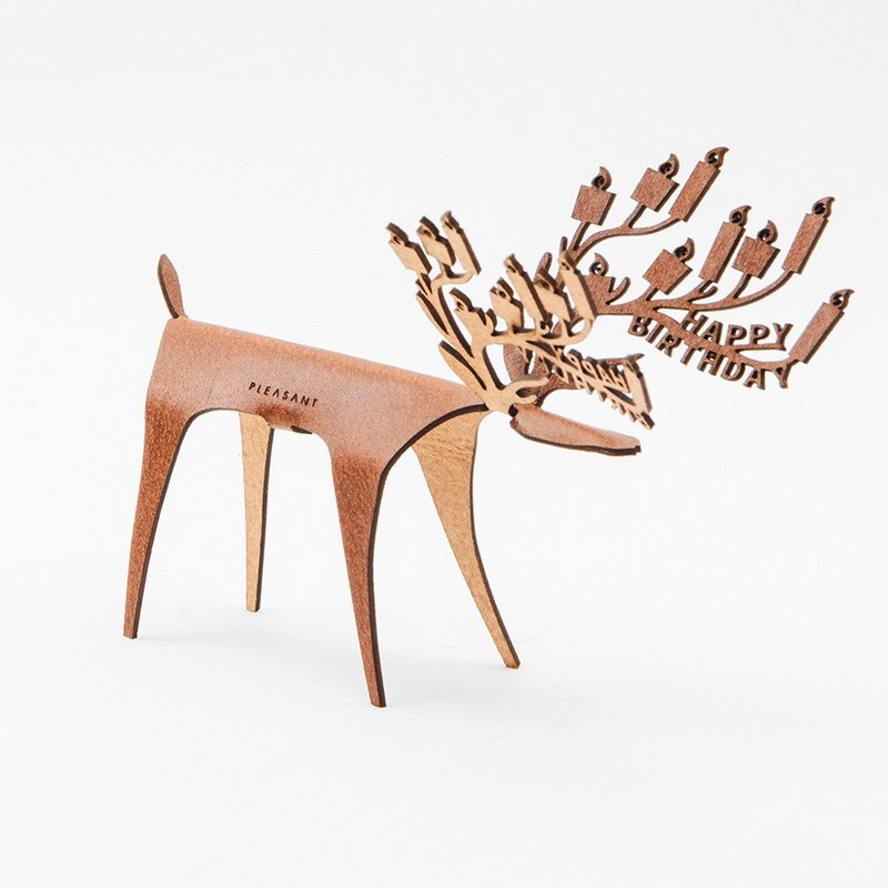 PLEASANT |  生日快鹿礼卡 - 摆饰 - 真皮 咖啡色