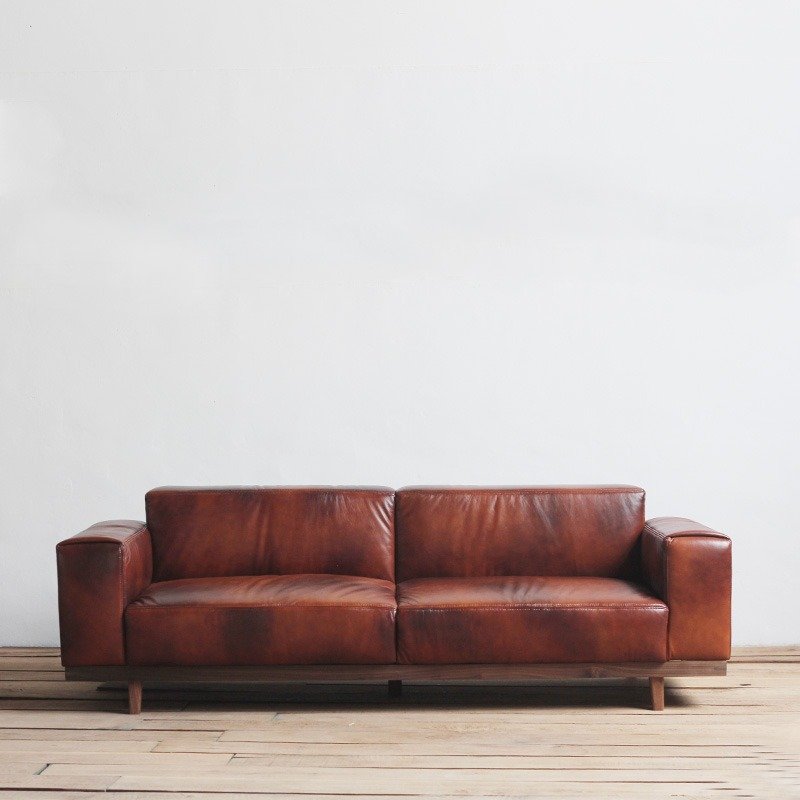 熹山工房-胡桃木/樱桃木+意大利皮革，三人沙发 - 其他家具 - 真皮 咖啡色