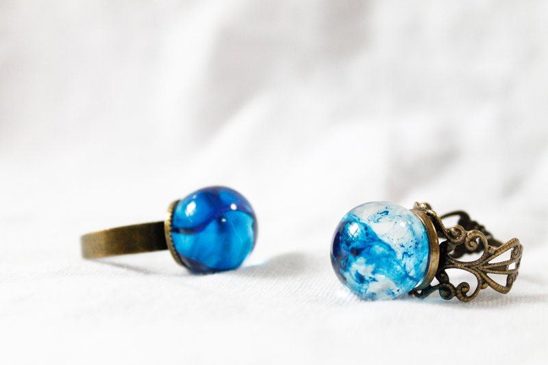 Rings, ice mini ball - 戒指 - 植物．花 蓝色
