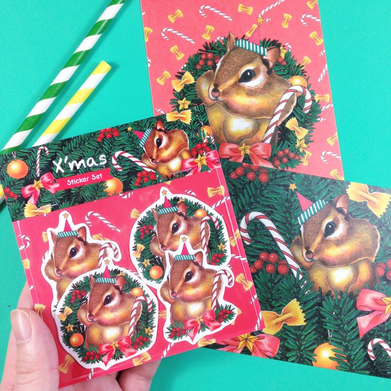 吱喳圣诞小组 - 卡片/明信片 - 纸 红色