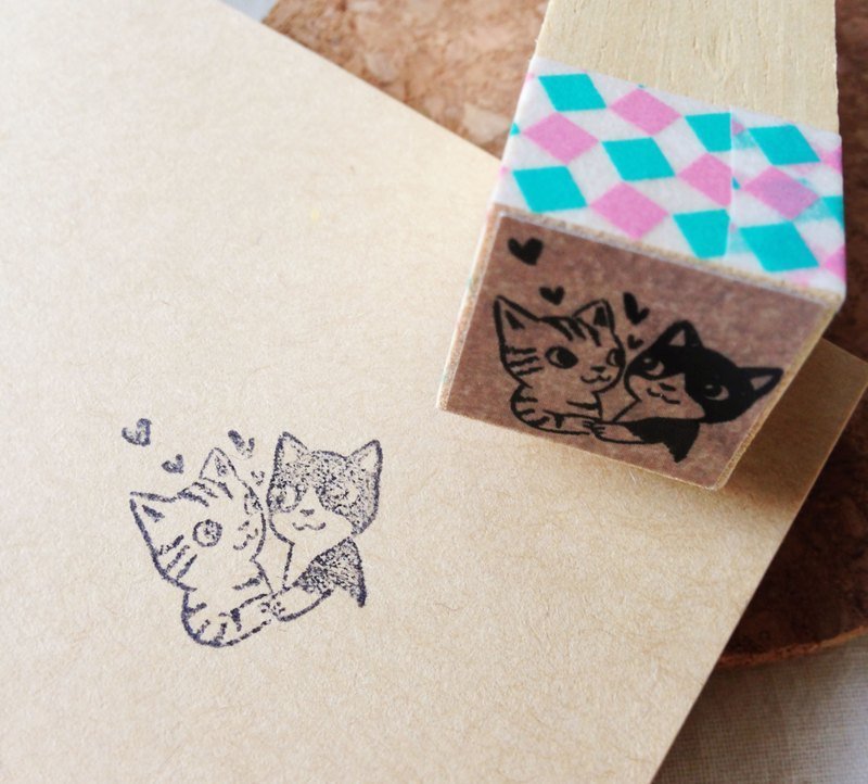 印章-情侣猫手帐章 - 印章/印台 - 木头 卡其色