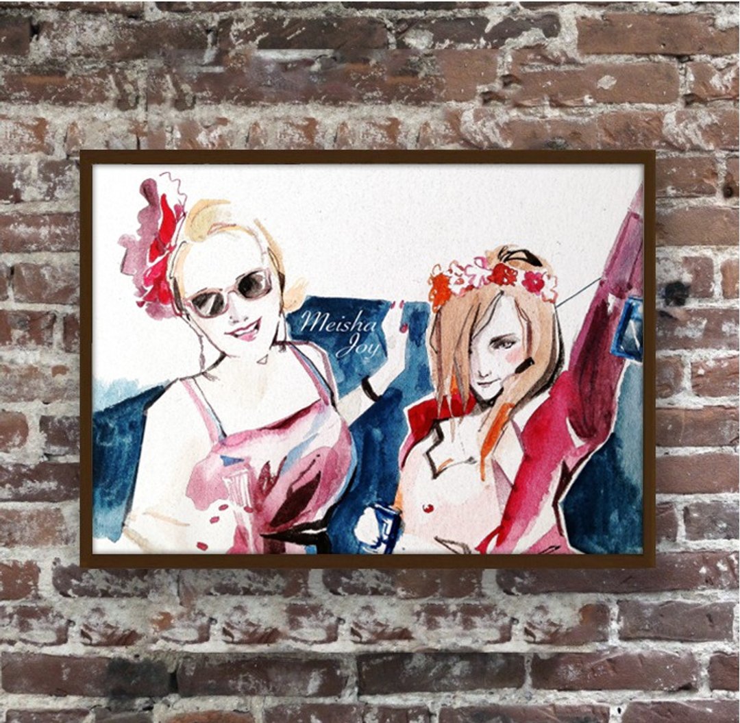 /旅行中停接单/水彩肖像画订制 - A4Size ‘双人脸部特写’订制妳专属的回忆+质感相框 - 订制画像 - 纸 