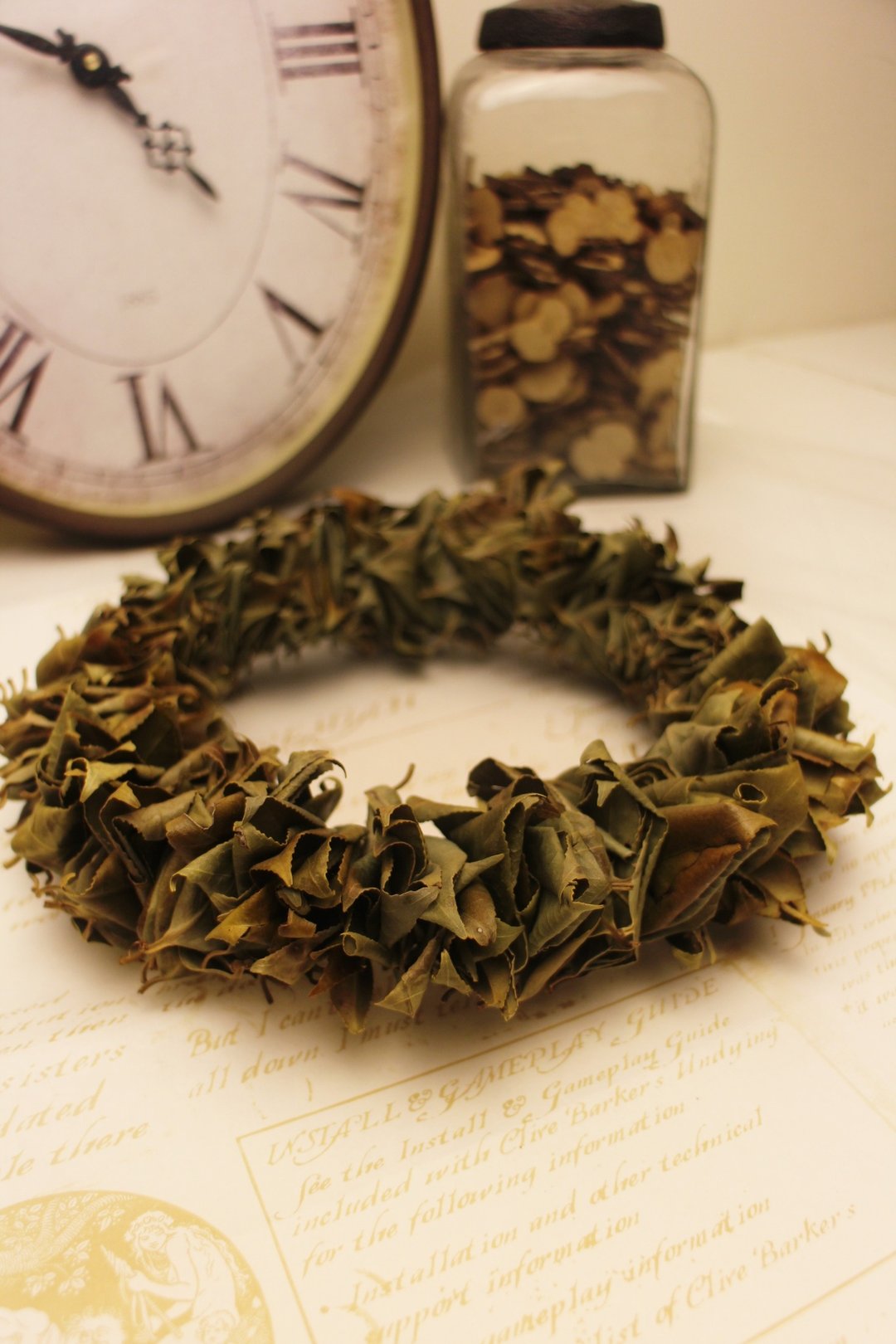 手作干燥山茶花叶花圈 - 植栽/盆栽 - 植物．花 绿色