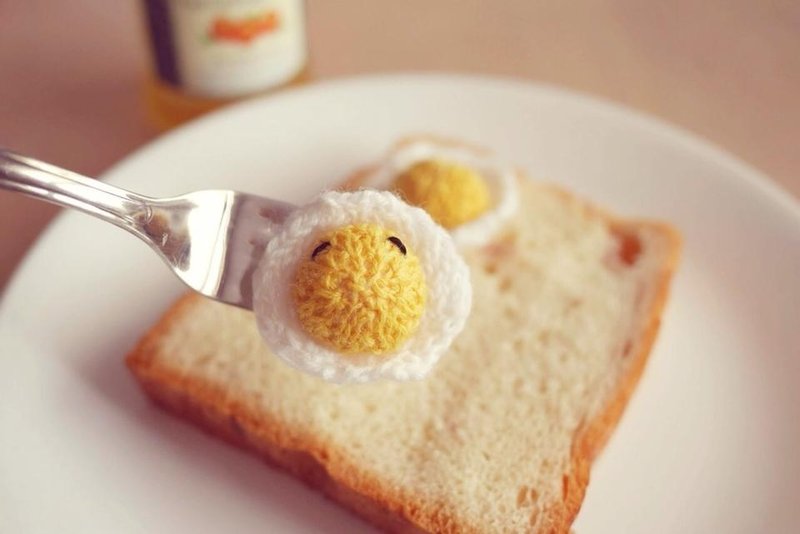 手织娃娃 ☌ 荷包蛋小磁铁 - 玩具/玩偶 - 其他材质 黄色