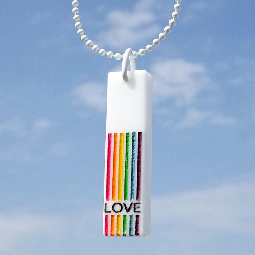 六色彩虹手作压克力彩虹长方形吊饰 LGBT - 项链 - 压克力 多色
