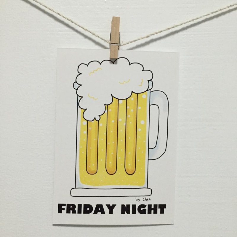 Friday Night - 卡片/明信片 - 纸 黄色