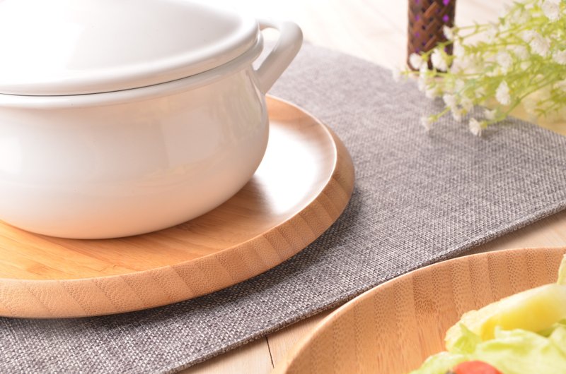 la-boos 圆竹两用盘组（圆竹盘、汤匙、叉子/组） - 浅碟/小碟子 - 其他材质 绿色