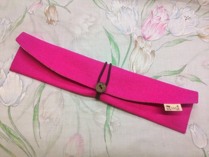 餐具组随身收纳袋 筷套-弧型(桃红色素面帆布)F05-002 - 筷子/筷架 - 其他材质 粉红色