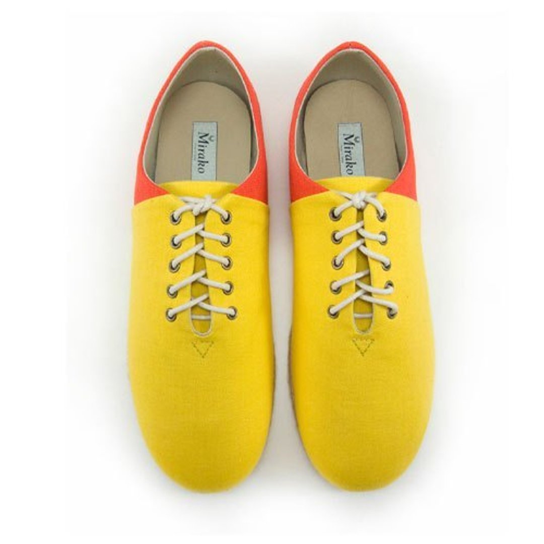 Two Tone Canvas Flat Espadrilles M1105 YellowOrange - 女款休闲鞋 - 棉 金色