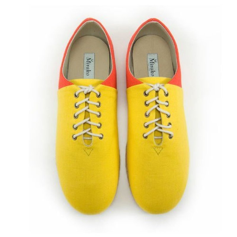 Two Tone Canvas Flat Espadrilles M1105 YellowOrange - 女款休闲鞋 - 棉．麻 金色