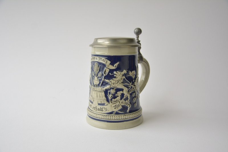 德国 狮子古董啤酒杯 - 咖啡杯/马克杯 - 其他材质 蓝色
