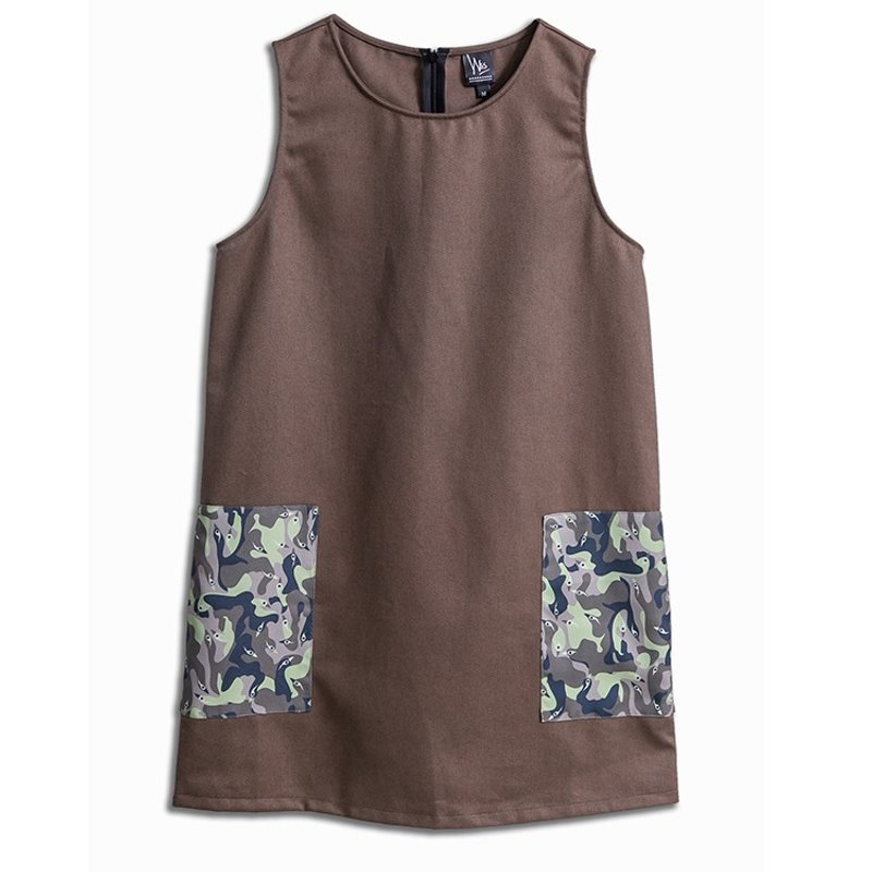 【森林系系列】希利克背心裙 - 女装短裤 - 棉．麻 咖啡色