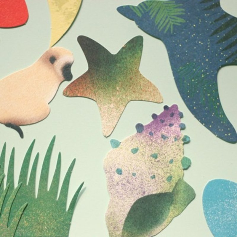 儿时回忆卡片组-附信封、贴纸 - 卡片/明信片 - 纸 绿色