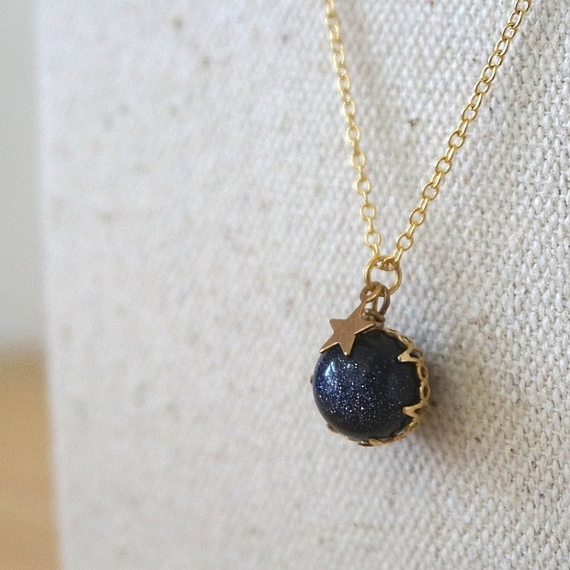 {KNL0084}宁静星空项链(蓝砂石) - 项链 - 宝石 蓝色