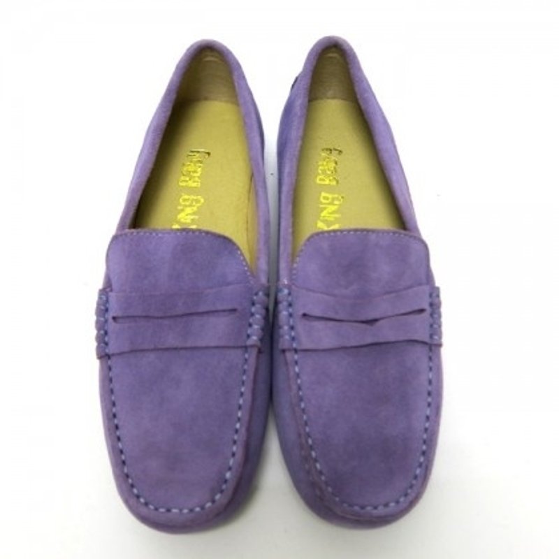 堡贝王真皮手工鞋（女）【磨砂/胶底/浅紫】 - 芭蕾鞋/娃娃鞋 - 真皮 紫色