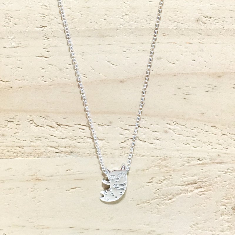 ✿手雕纯银项练✿摔不倒人生系列动物♦摔不倒~猫 - 项链 - 其他金属 白色