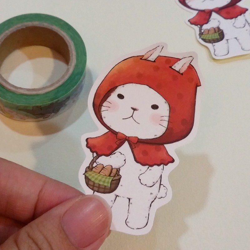 雾面质感贴纸  / 大白兔小红帽 - 贴纸 - 纸 红色