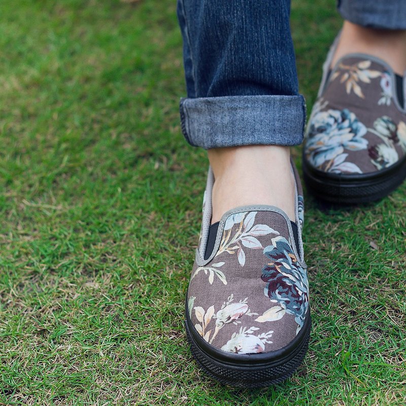 暖暖日 | 一双京都女子的鞋.蕾丝灰花布.最后一双23.5号 - 芭蕾鞋/娃娃鞋 - 其他材质 灰色