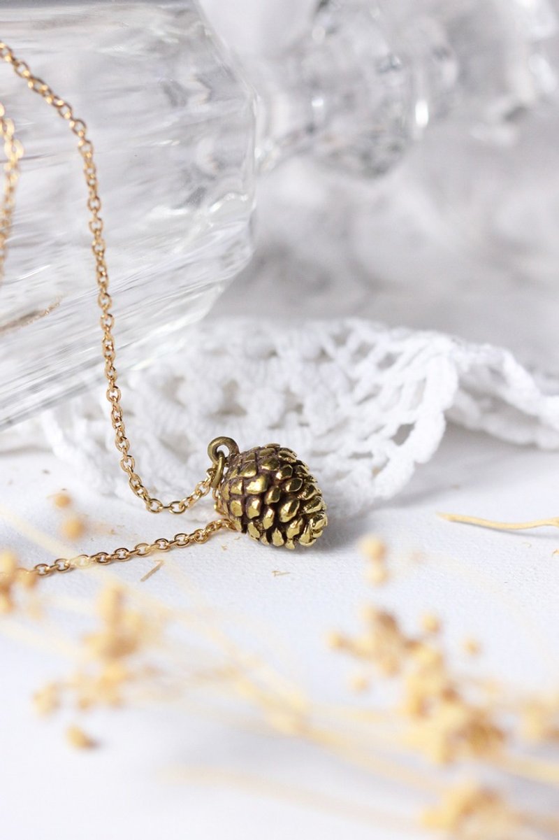 Pine ball pendant necklace by linen. - 项链 - 其他金属 