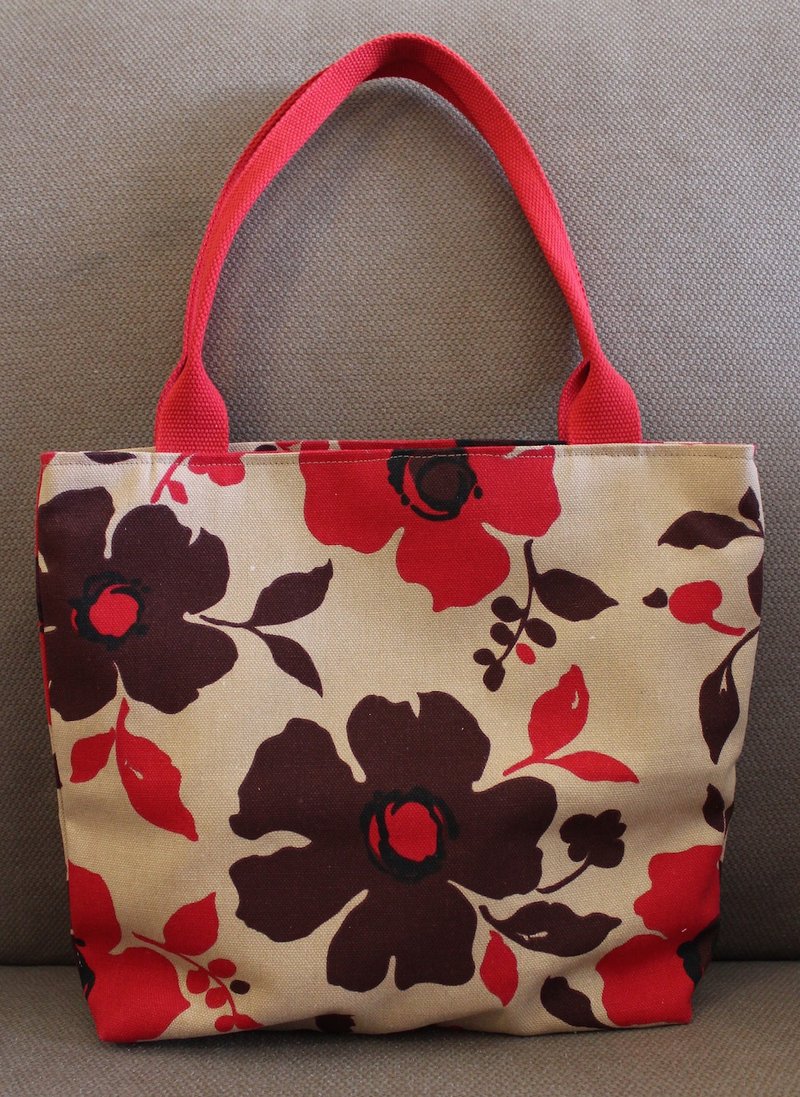 幸福限定。Happiness Only 。夏日扶桑花帆布小手袋--花俏版 - 手提包/手提袋 - 其他材质 红色