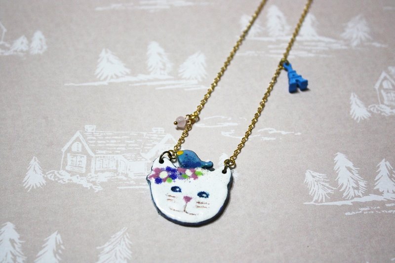 旅行喵喵珐琅长链 - 项链 - 珐琅 蓝色