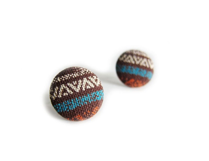 布扣耳环 民族风 可做夹式耳环 - 耳环/耳夹 - 其他材质 咖啡色