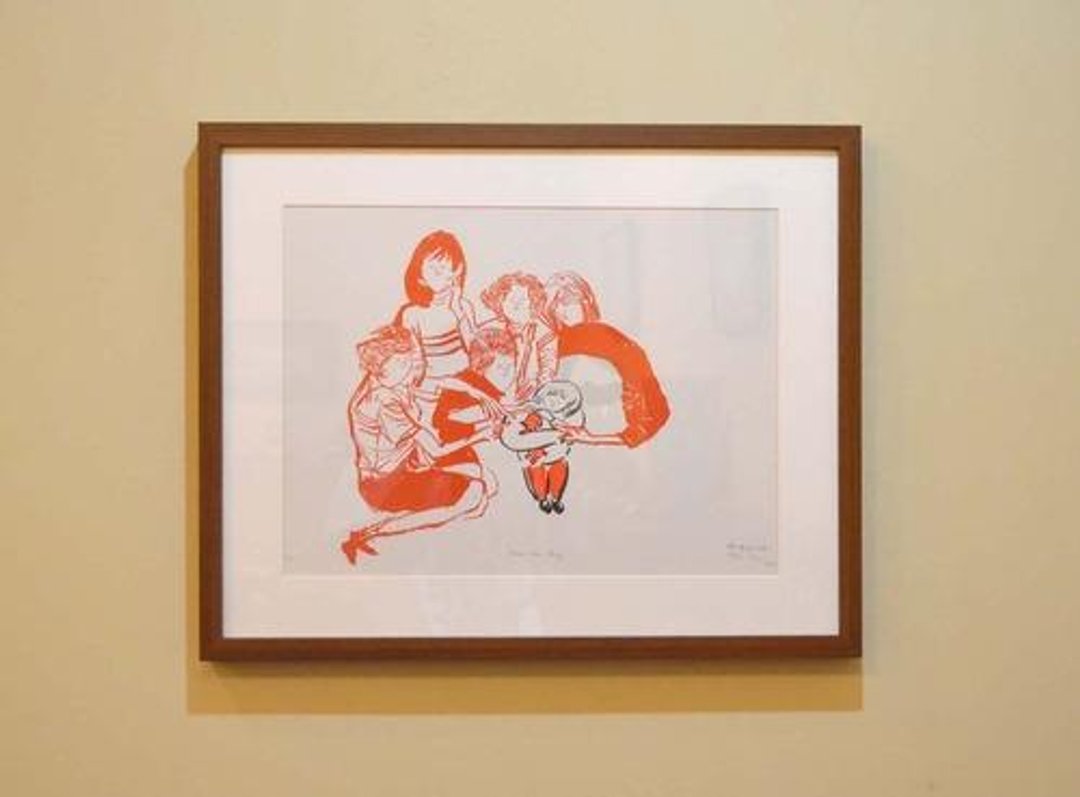 Woman love dog - RISO print by Chie Miyazaki x Kylie Chan - 女装 T 恤 - 其他材质 
