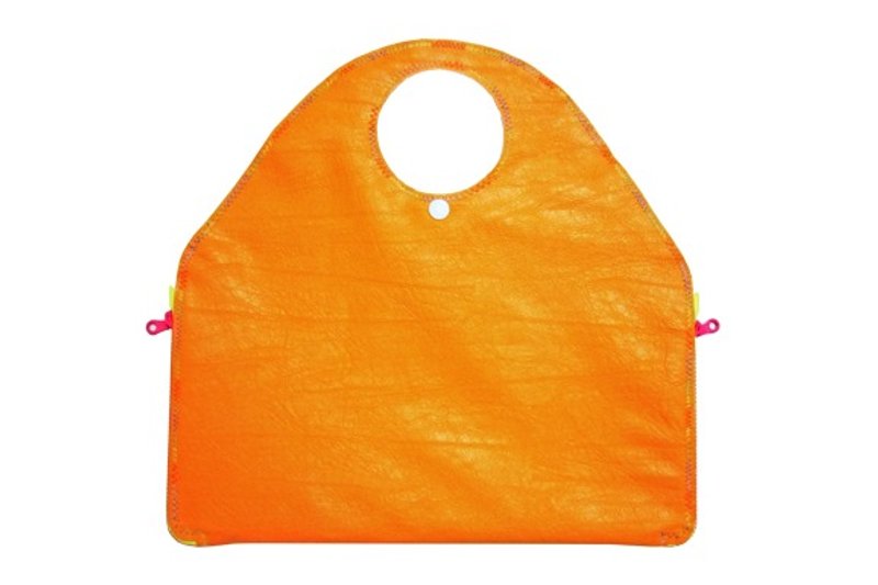淡橘色皮纹2面防水挂袋便当餐垫手提袋4 way bag - 手提包/手提袋 - 防水材质 多色