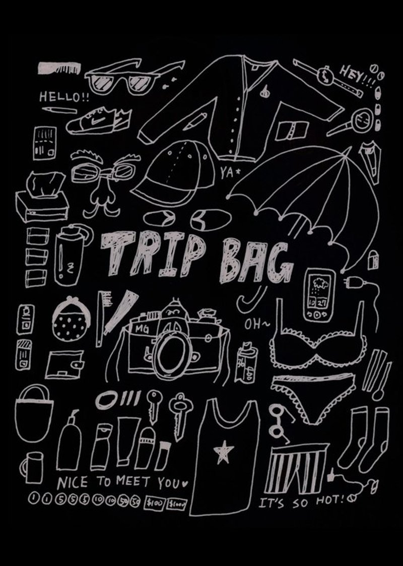 TRIP BAG /Magai's postcard - 卡片/明信片 - 纸 黑色