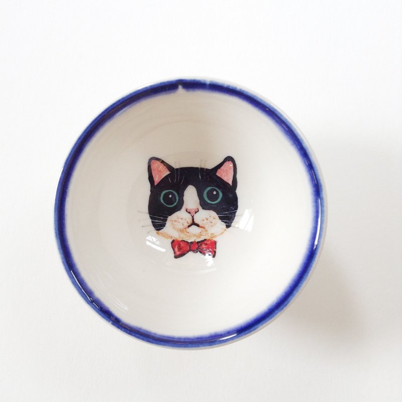 手绘小茶杯-黑白奔驰猫 - 茶具/茶杯 - 其他材质 黑色