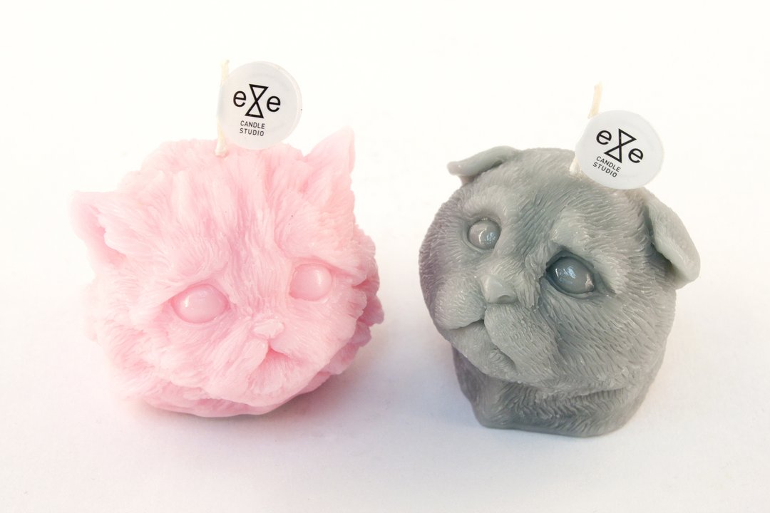 双色 eye kitten 幼猫造型香氛蜡烛礼盒 / eye kitten candle set - 蜡烛/烛台 - 蜡 粉红色