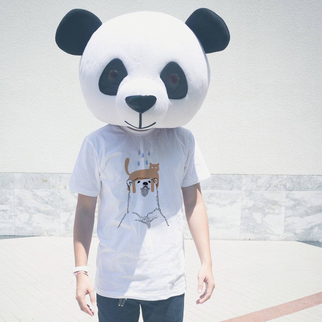雨滴持续落在我头上, 北极熊变色 T-shirt - 中性连帽卫衣/T 恤 - 棉 白色