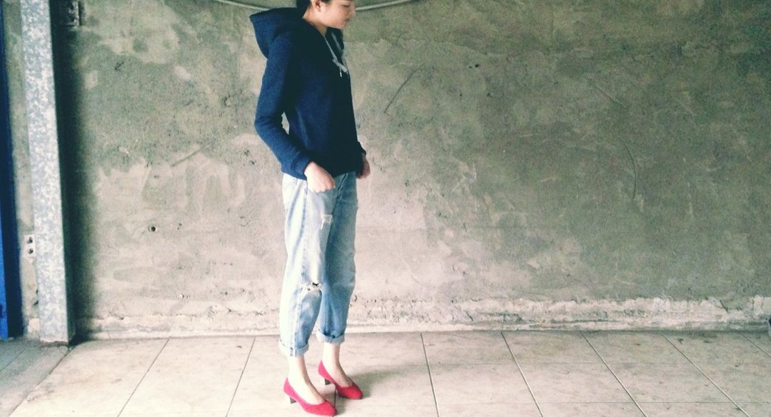 R.H. clothes / 丈青色针织刷毛帽t（sold out） - 女装上衣 - 其他材质 