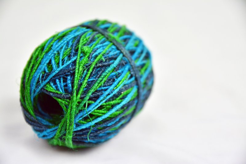 手捻麻线-段染 土耳其蓝色-绿色-蓝色 公平贸易 - 编织/刺绣/羊毛毡/裁缝 - 棉．麻 绿色