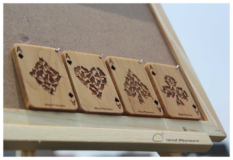 猫咪扑克牌-方块(枫木) - 吊饰 - 木头 